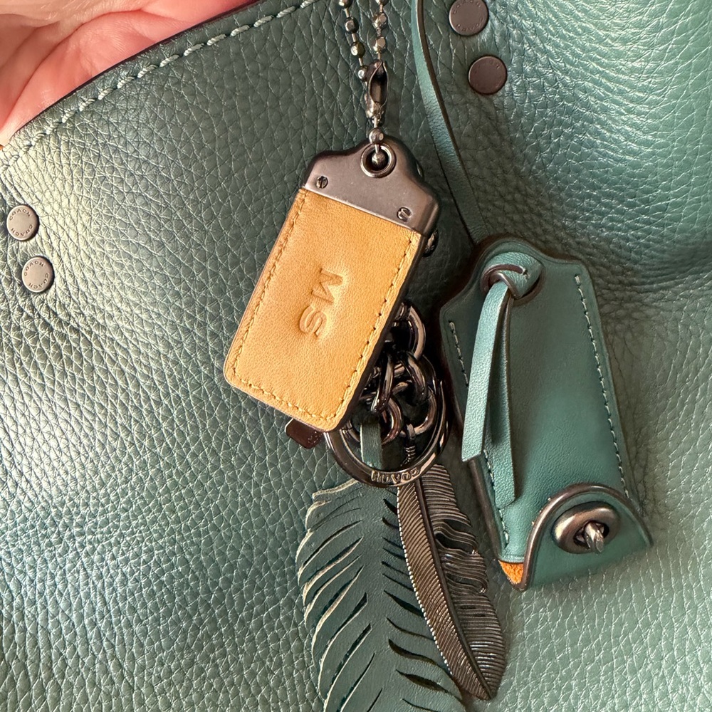 Coach 1941 Rogue 30 With Whipstitch Handle Teal Mixed Leather F58116 - Picture 12 of 15